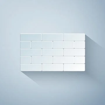 Paper cut Bricks icon isolated on grey background. Paper art style. Vector Stock Illustration