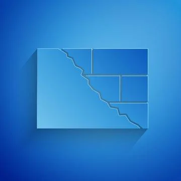 Paper cut Bricks icon isolated on blue background. Paper art style. Vector Stock Illustration
