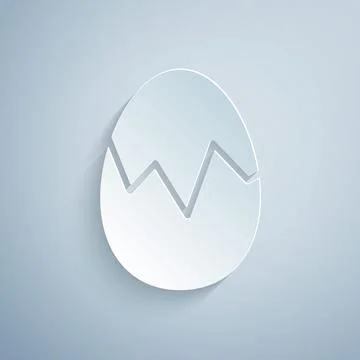 Paper cut Broken egg icon isolated on grey background. Happy Easter. Paper art Stock Illustration
