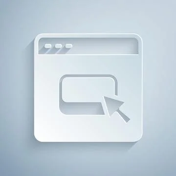 Paper cut Browser files icon isolated on grey background. Paper art style Stock Illustration