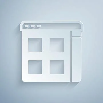 Paper cut Browser files icon isolated on grey background. Paper art style 스톡 일러스트