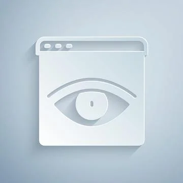Paper cut Browser incognito window icon isolated on grey background. Paper art Stock Illustration