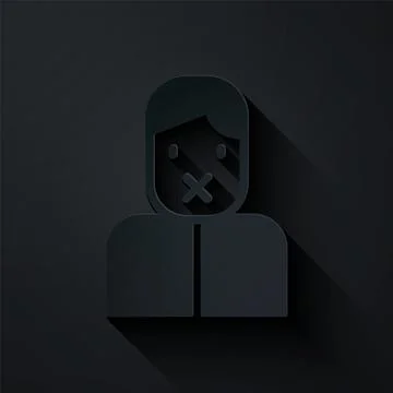 Paper cut Censor and freedom of speech concept icon isolated on black background Ilustración de archivo