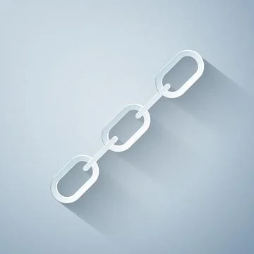 Paper cut Chain link icon isolated on grey background. Link single. Paper art Ilustração Stock