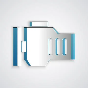 Paper cut Check engine icon isolated on grey background. Paper art style. Vector イラスト素材