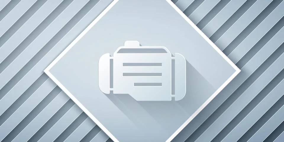 Paper cut Check engine icon isolated on grey background. Paper art style. Vector イラスト素材