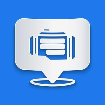 Paper cut Check engine icon isolated on blue background. Paper art style. Vector Illustrazione stock