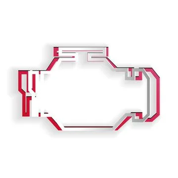 Paper cut Check engine icon isolated on white background. Paper art style Stock Illustration