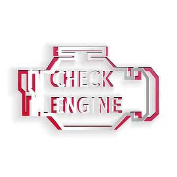 Paper cut Check engine icon isolated on white background. Paper art style Stock Illustration