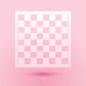 Paper cut Chess board icon isolated on pink background. Ancient Intellectual Stock Illustration