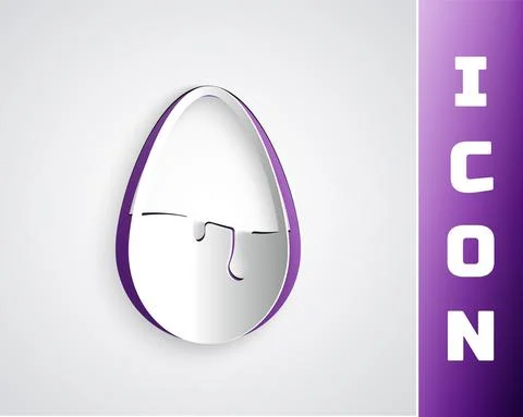 Paper cut Chocolate egg icon isolated on grey background. Paper art style Stock Illustration