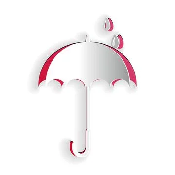 Paper cut Classic elegant opened umbrella icon isolated on white background 库存插图