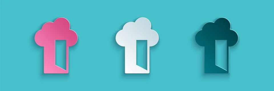 Paper cut Cloud database icon isolated on blue background. Cloud computing Illustrazione stock