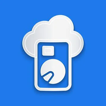 Paper cut Cloud database icon isolated on blue background. Cloud computing Stock Illustration