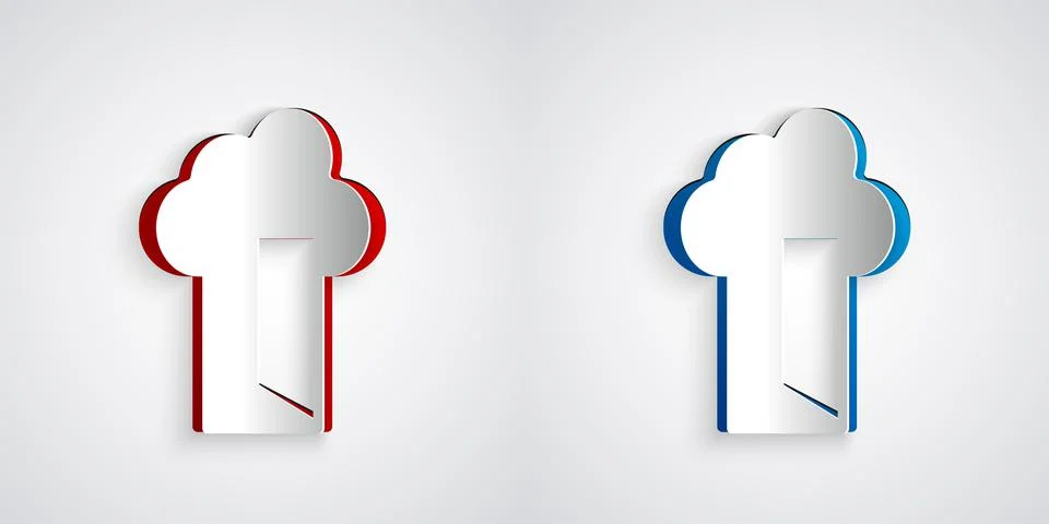 Paper cut Cloud database icon isolated on grey background. Cloud computing Illustrazione stock