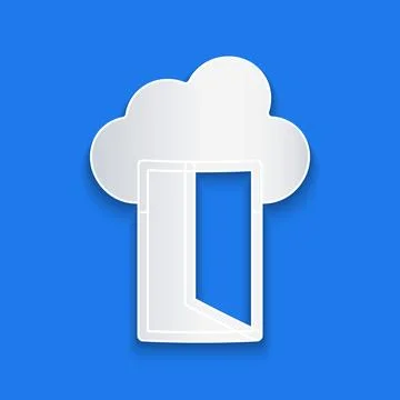 Paper cut Cloud database icon isolated on blue background. Cloud computing Illustrazione stock