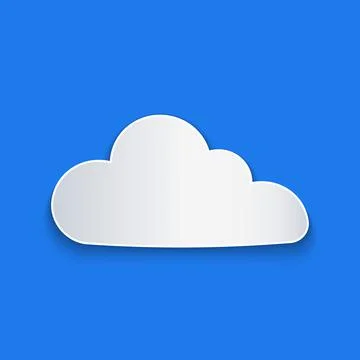 Paper cut Cloud icon isolated on blue background. Paper art style. Vector イラスト素材