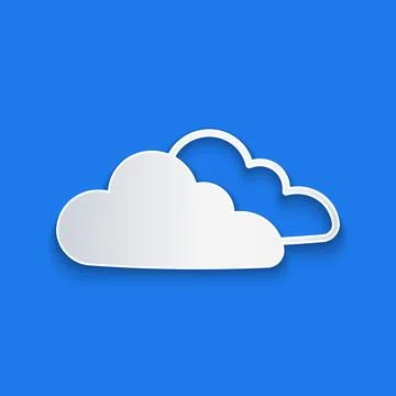 Paper cut Cloud icon isolated on blue background. Paper art style. Vector イラスト素材