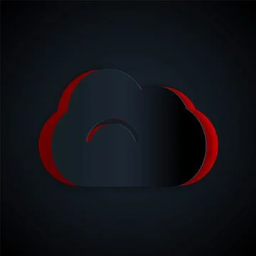 Paper cut Cloud icon isolated on black background. Paper art style. Vector Illustrazione stock
