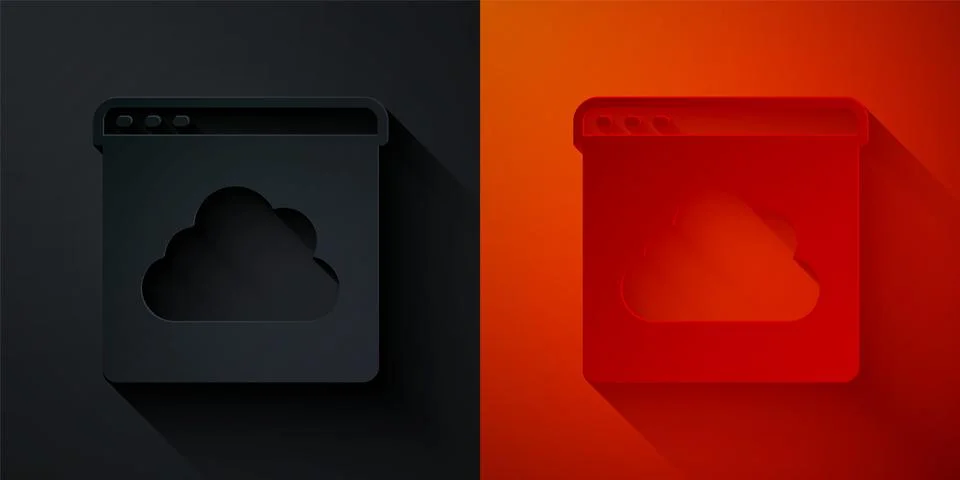 Paper cut Cloud technology data transfer and storage icon isolated on black and 스톡 일러스트