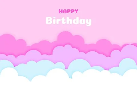 Paper cut clouds background happy birthday flat Illustrazione stock