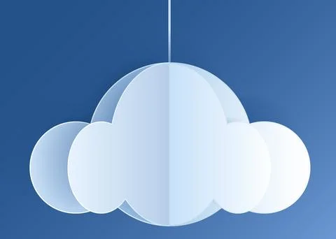 Paper cut clouds set on blue sky background. Stock Illustration