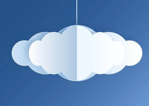 Paper cut clouds set on blue sky background. Иллюстрация