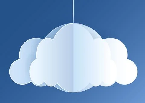 Paper cut clouds set on blue sky background. Stockillustratie