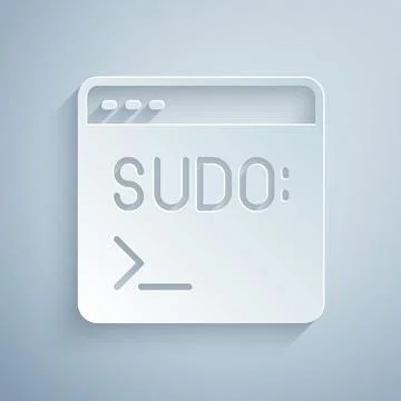 Paper cut Code terminal icon isolated on grey background. Browser window with Stock Illustration