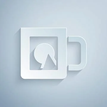 Paper cut Coffee cup icon isolated on grey background. Take away print. Pap.. Stock Illustration