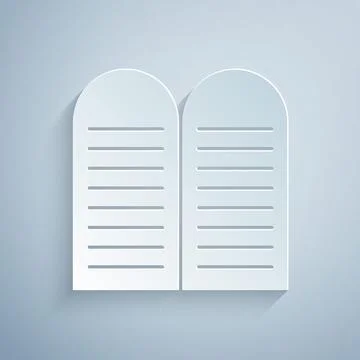 Paper cut The commandments icon isolated on grey background. Gods law concept Stock Illustration