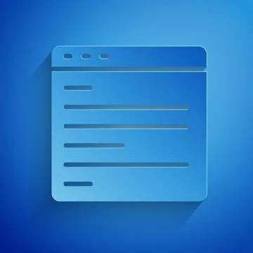 Paper cut Computer api interface icon isolated on blue background. Application 스톡 일러스트