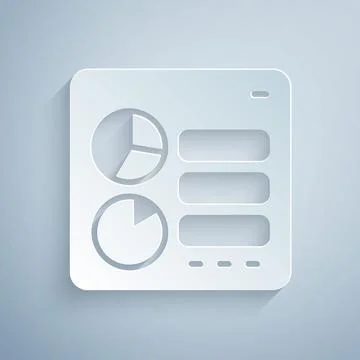 Paper cut Computer api interface icon isolated on grey background. Application Stockillustratie