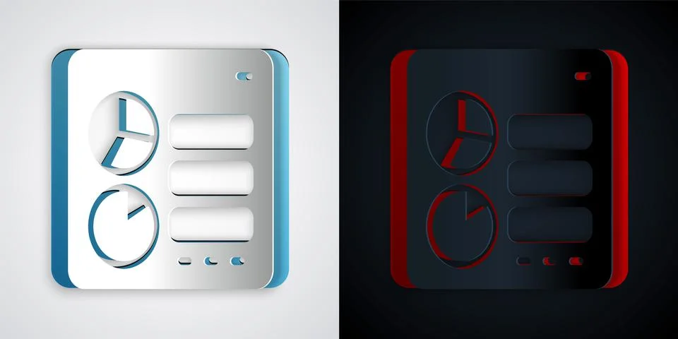 Paper cut Computer api interface icon isolated on grey and black background Stock Illustration