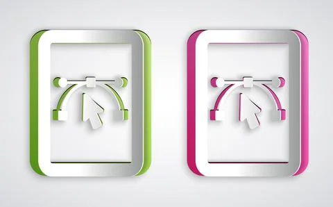 Paper cut Computer display with vector design program icon isolated on isol.. Illustrazione stock