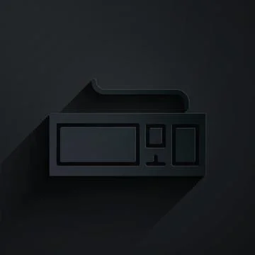 Paper cut Computer keyboard icon isolated on black background. PC component sign Stock-Illustration