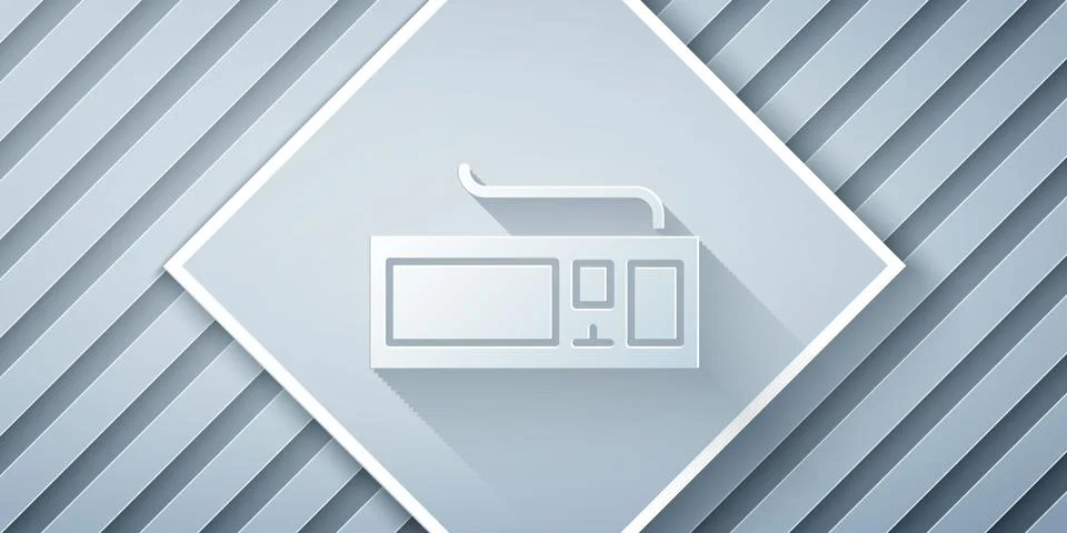 Paper cut Computer keyboard icon isolated on grey background. PC component sign Stock-Illustration
