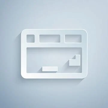 Paper cut Computer keyboard icon isolated on grey background. PC component sign 스톡 일러스트