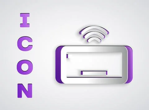 Paper cut Computer keyboard icon isolated on grey background. PC component sign Stock Illustration