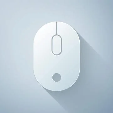Paper cut Computer mouse icon isolated on grey background. Optical with wheel Stock Illustration