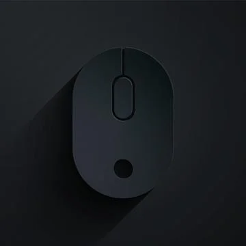 Paper cut Computer mouse icon isolated on black background. Optical with wheel Stock Illustration