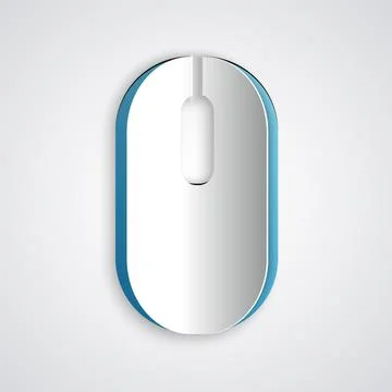 Paper cut Computer mouse icon isolated on grey background. Optical with wheel Stock Illustration