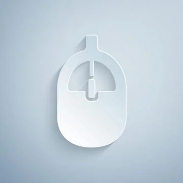 Paper cut Computer mouse icon isolated on grey background. Optical with wheel Stock Illustration