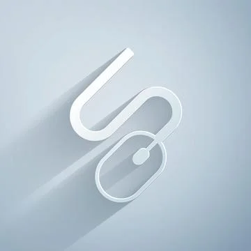 Paper cut Computer mouse icon isolated on grey background. Optical with wheel Stock Illustration