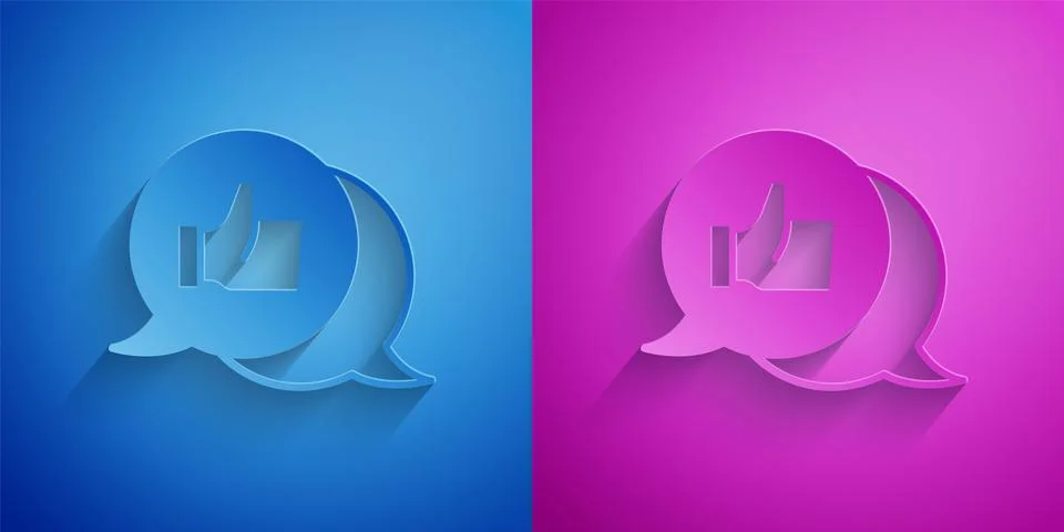 Paper cut Consumer or customer product rating icon isolated on blue and purpl Stock Illustration