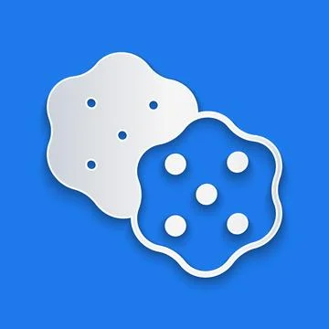 Paper cut Cracker biscuit icon isolated on blue background. Sweet cookie. P.. Stock Illustration