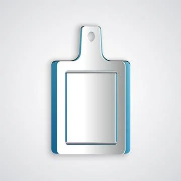 Paper cut Cutting board icon isolated on grey background. Chopping Board symbol Stock Illustration
