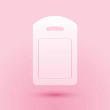Paper cut Cutting board icon isolated on pink background. Chopping Board symbol Stock Illustration