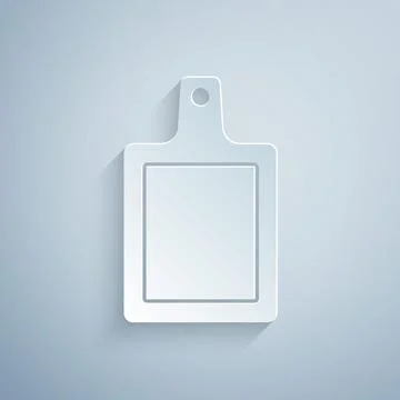 Paper cut Cutting board icon isolated on grey background. Chopping Board sy.. Stock Illustration