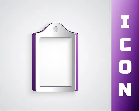 Paper cut Cutting board icon isolated on grey background. Chopping Board sy.. 스톡 일러스트